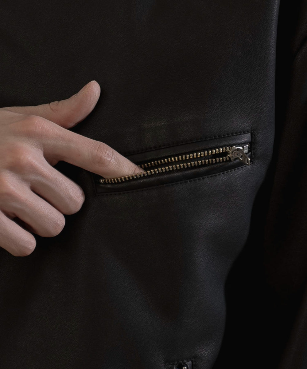 合皮ダブルライダースジャケット