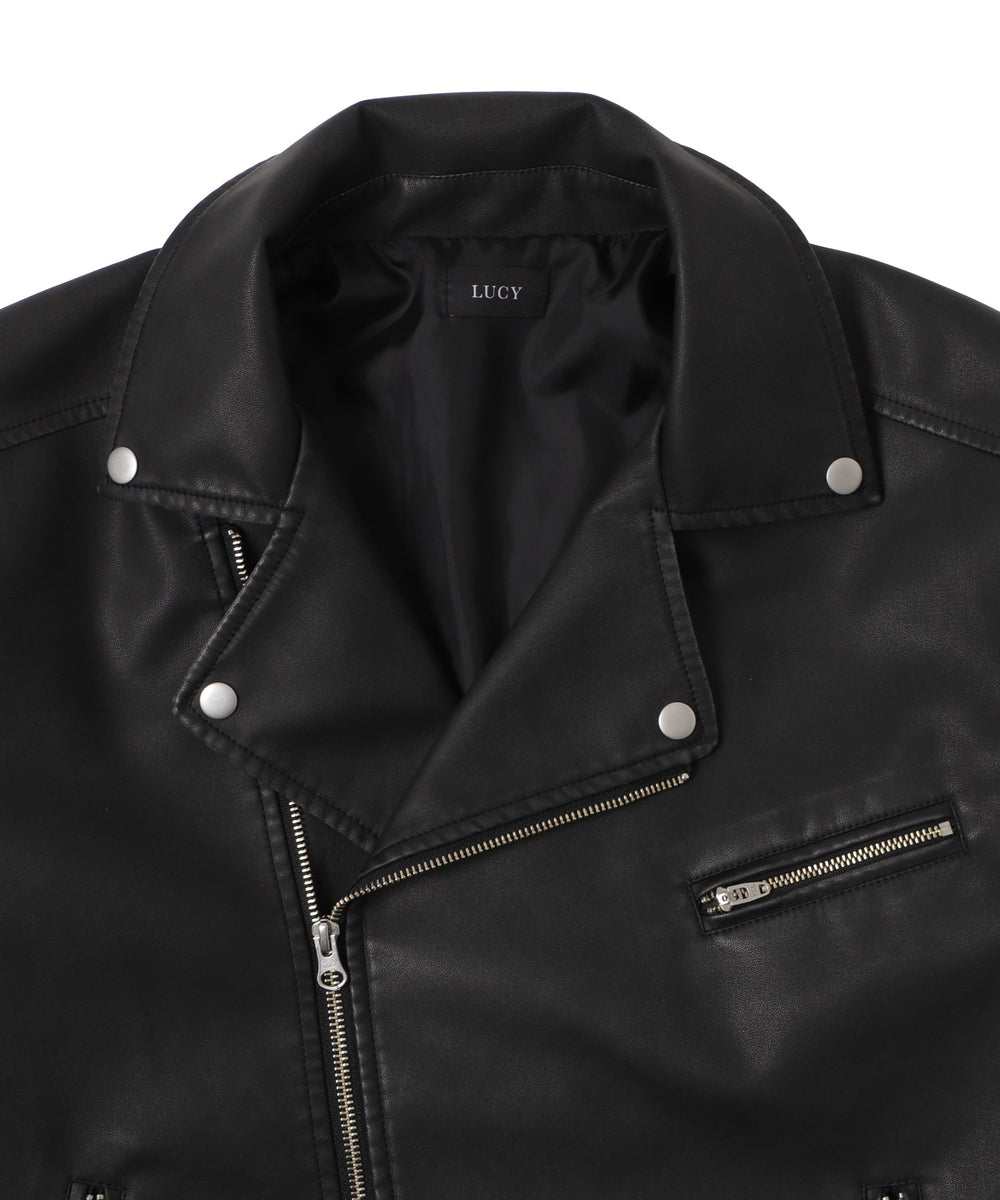 合皮ダブルライダースジャケット