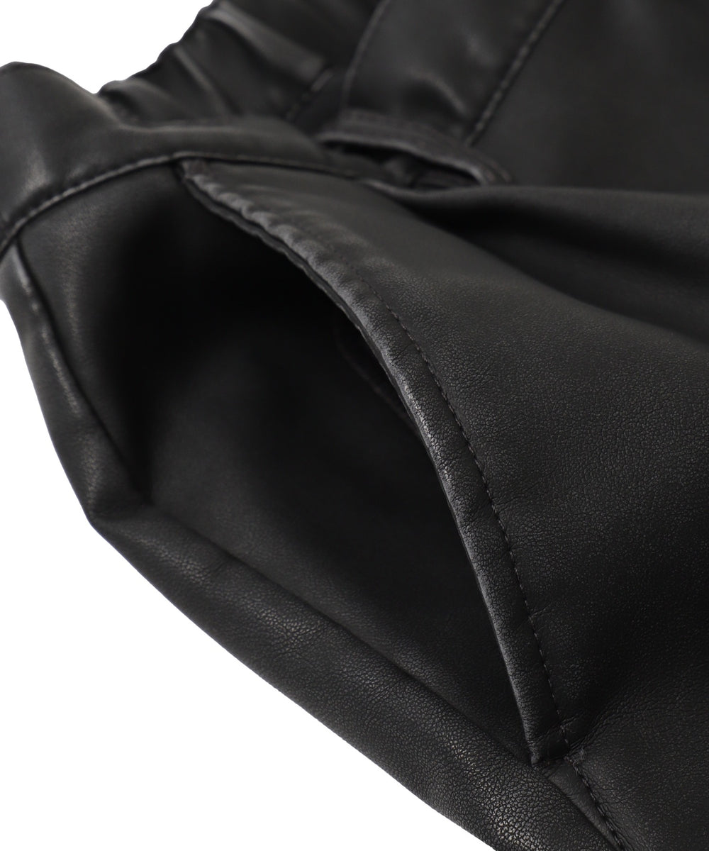 合皮タックワイドトラウザー