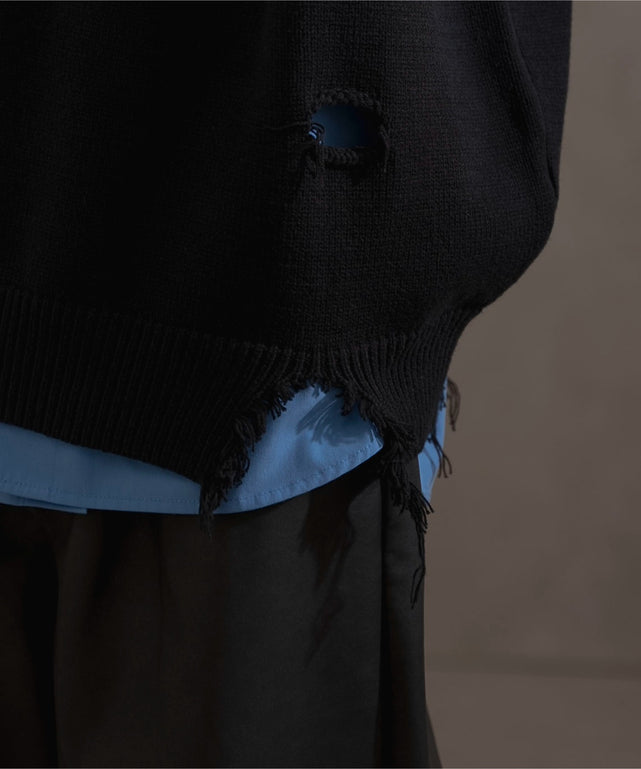 ダメージニットプルオーバー