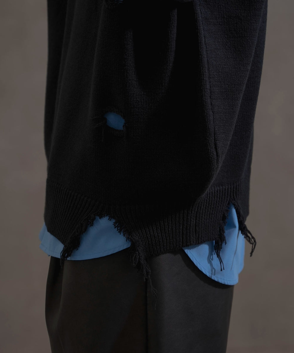 ダメージニットプルオーバー