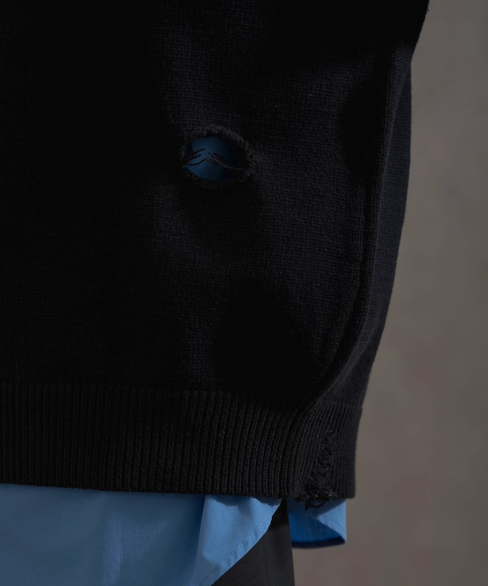 ダメージニットプルオーバー