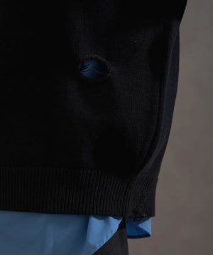 ダメージニットプルオーバー