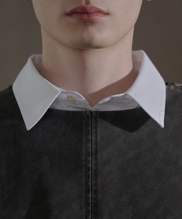 合皮ハーフスリーブプルオーバー