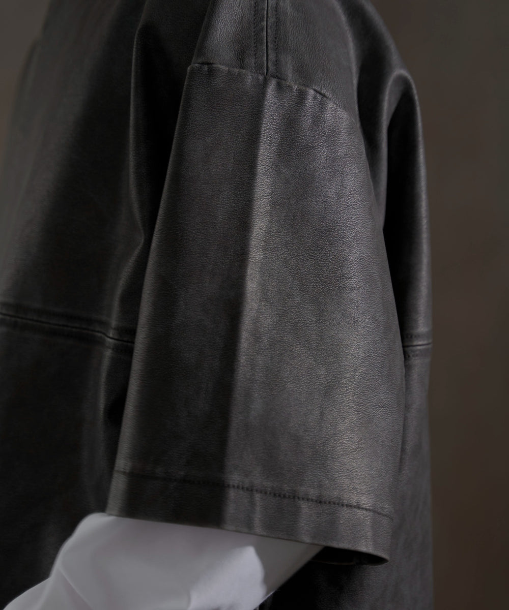 合皮ハーフスリーブプルオーバー