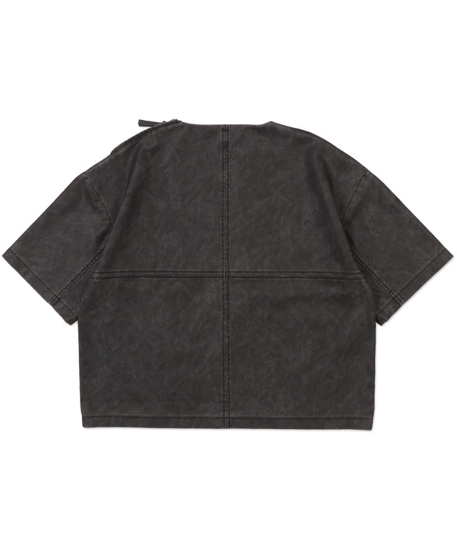 合皮ハーフスリーブプルオーバー