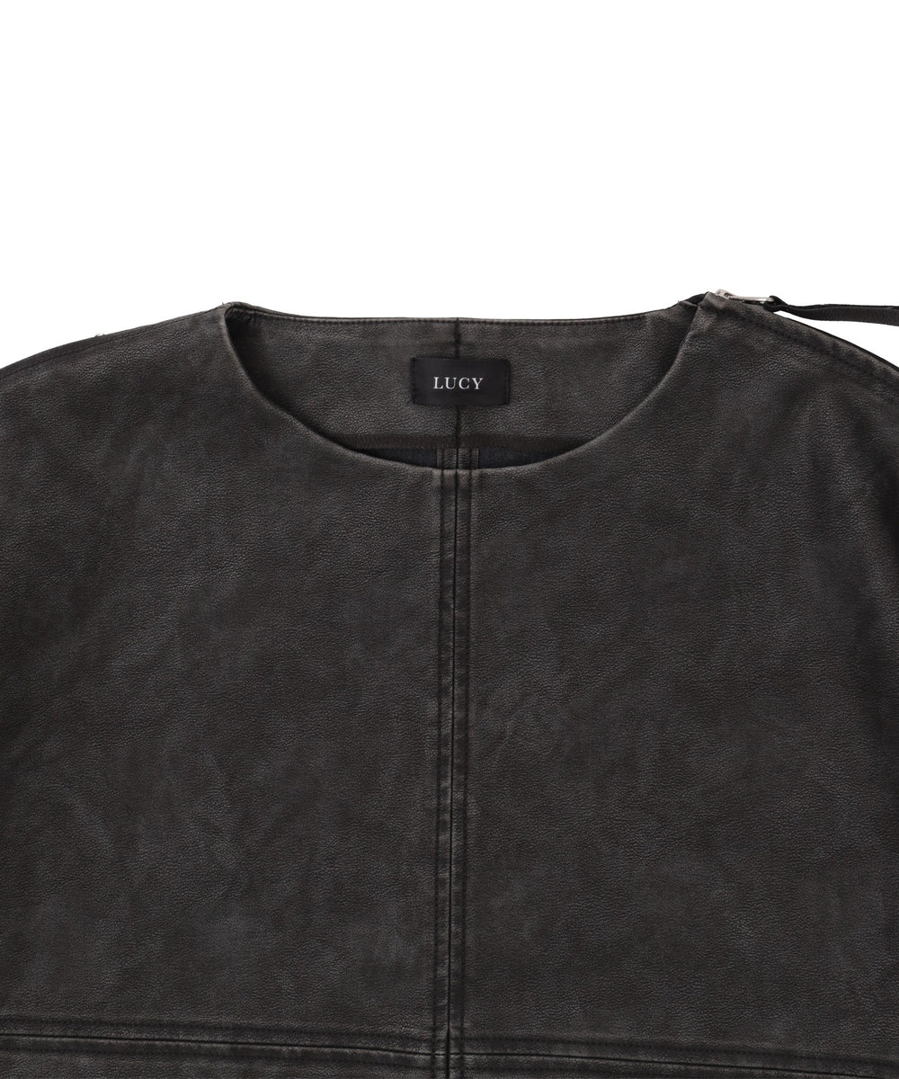 合皮ハーフスリーブプルオーバー