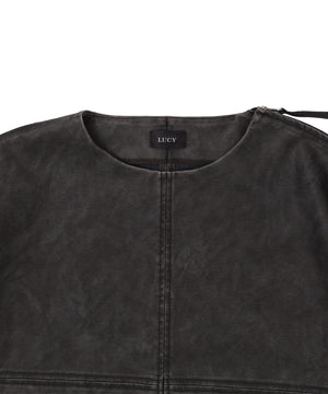 合皮ハーフスリーブプルオーバー