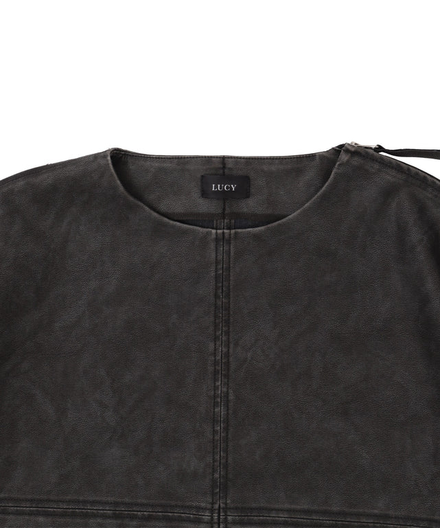 合皮ハーフスリーブプルオーバー