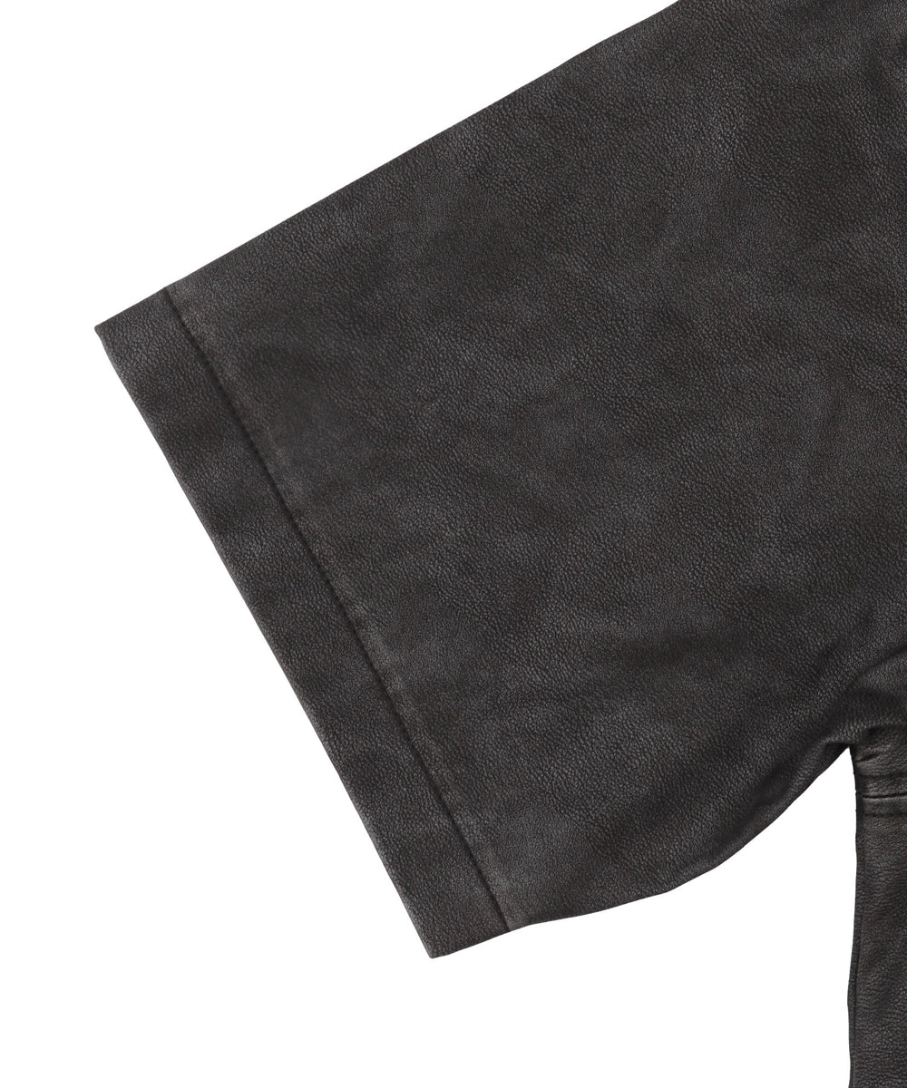 合皮ハーフスリーブプルオーバー