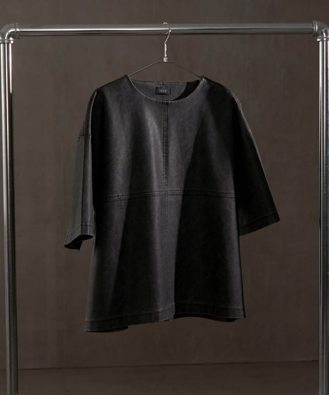 合皮ハーフスリーブプルオーバー