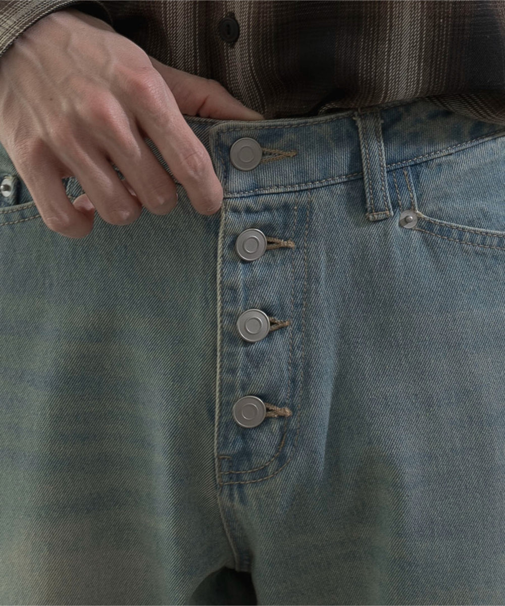 ボタンフライローライズフレアデニム