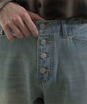 ボタンフライローライズフレアデニム