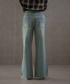 デニム淡加工　モデル：180㎝　L着用