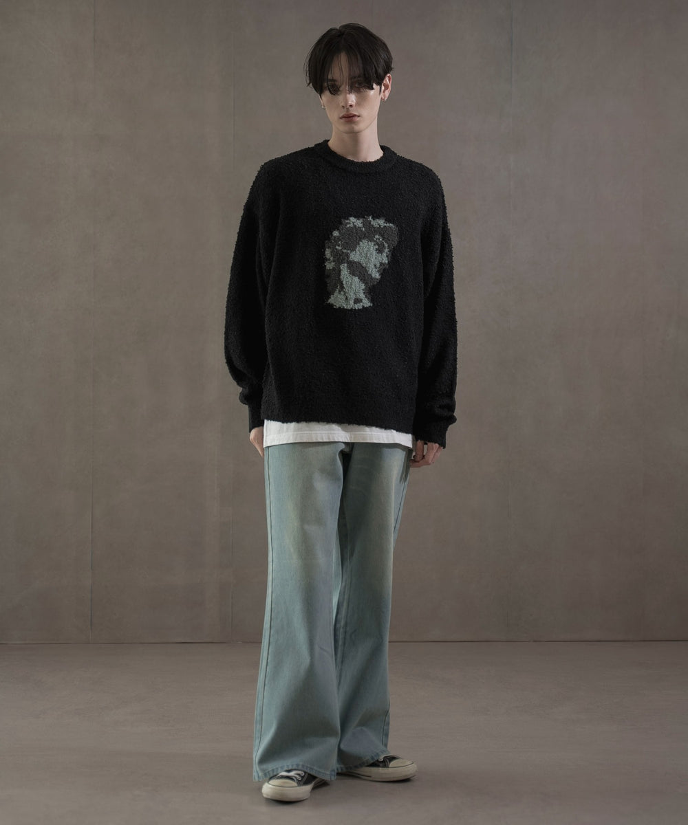 デニム淡加工　モデル：180㎝　L着用