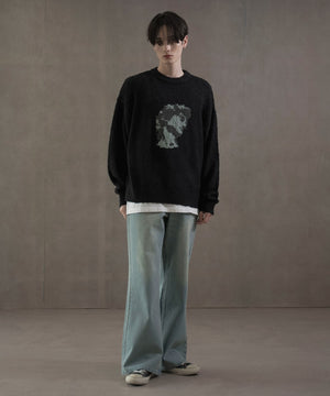 デニム淡加工　モデル：180㎝　L着用