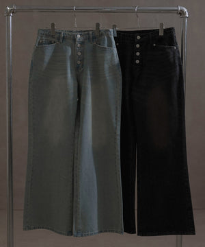 ボタンフライローライズフレアデニム