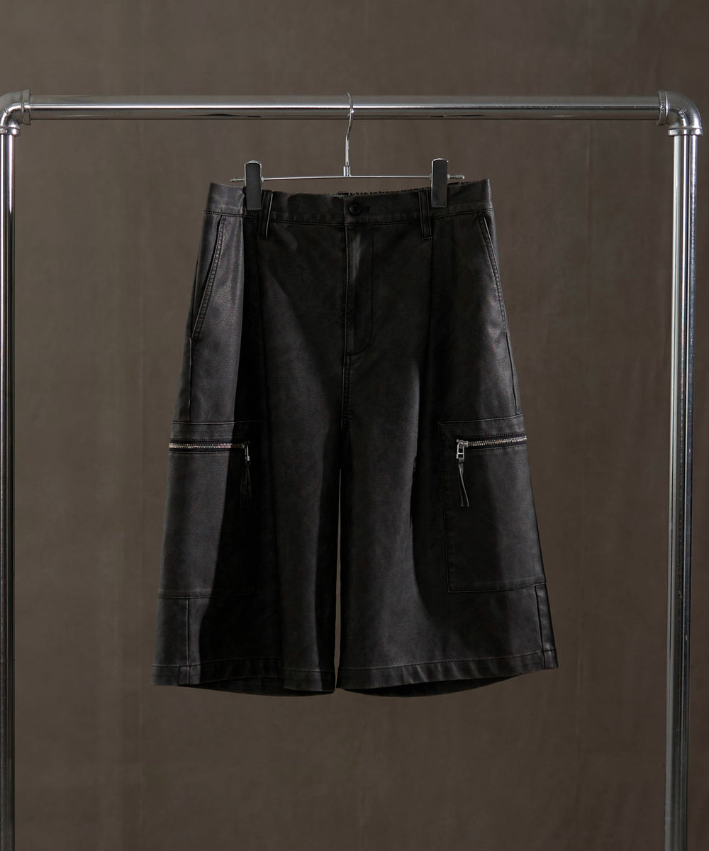 合皮バギーZIPポケットショーツ