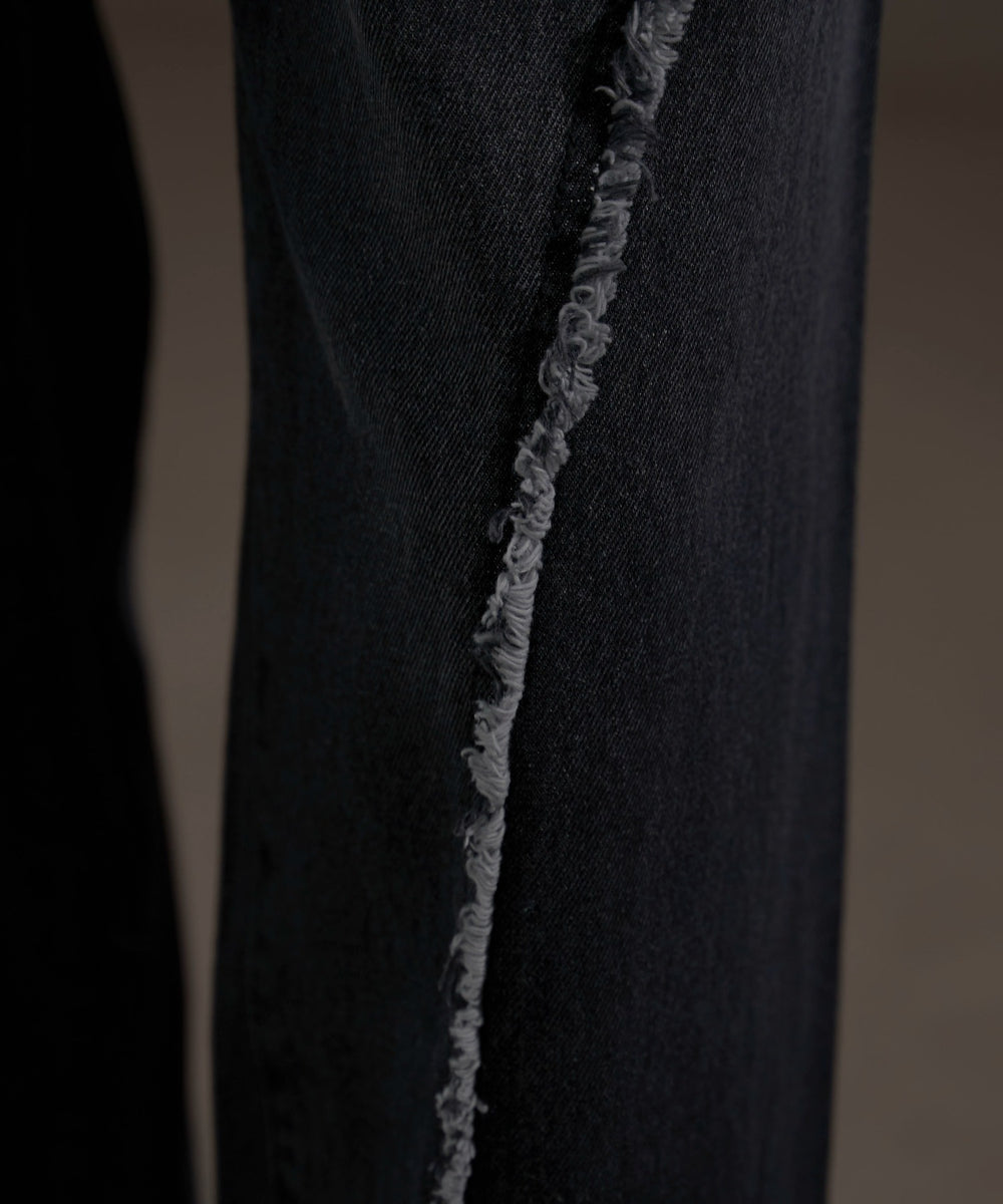 フリンジラインストレートデニム