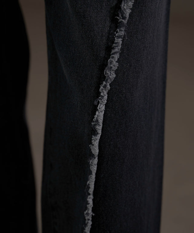 フリンジラインストレートデニム