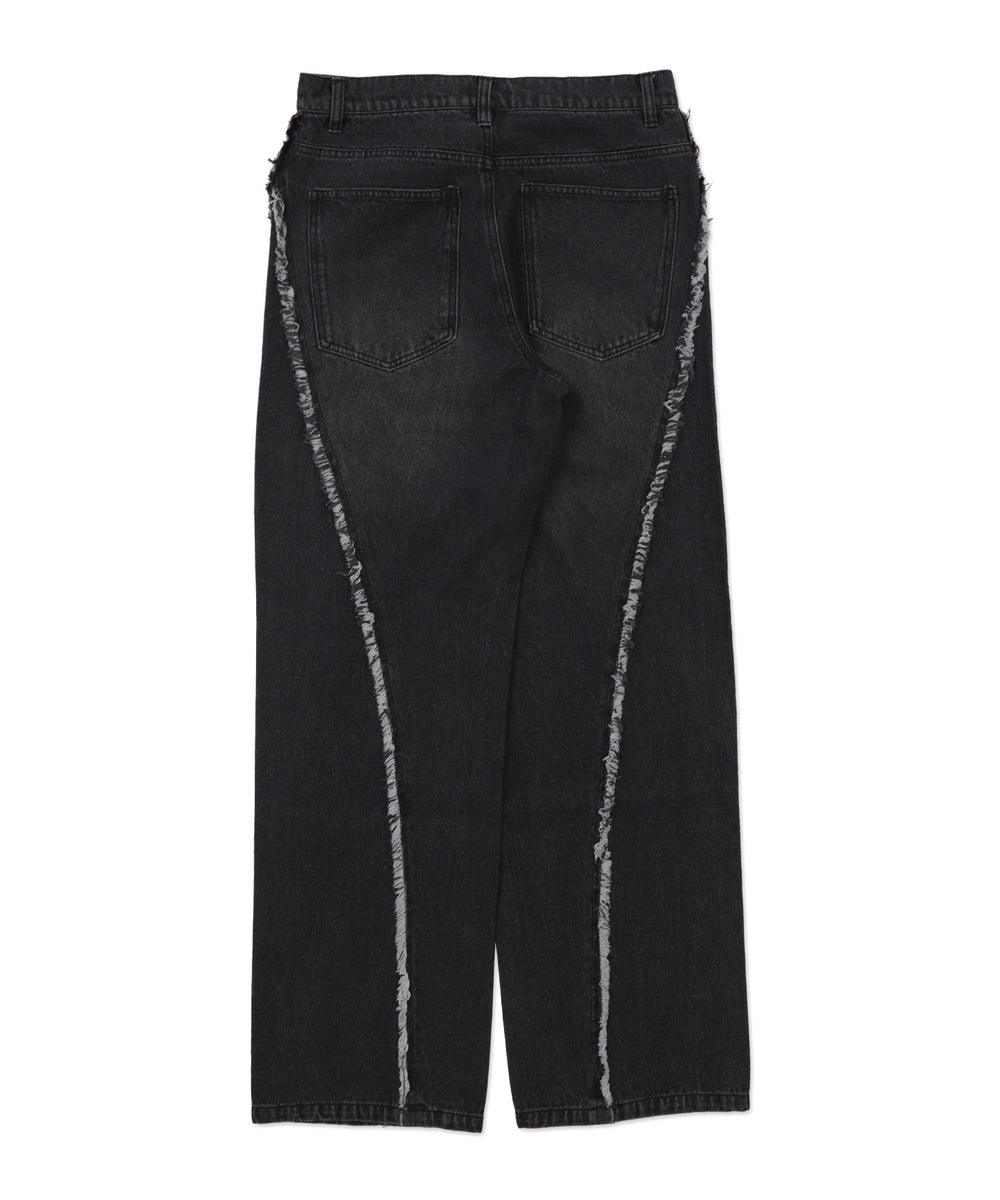 フリンジラインストレートデニム