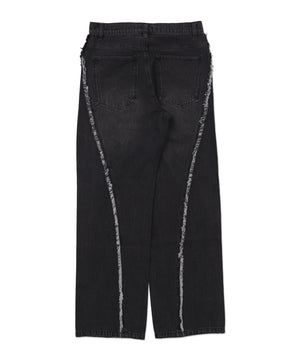 フリンジラインストレートデニム