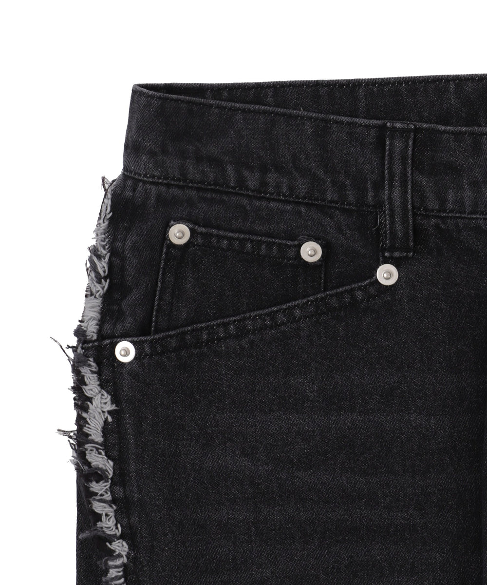 フリンジラインストレートデニム