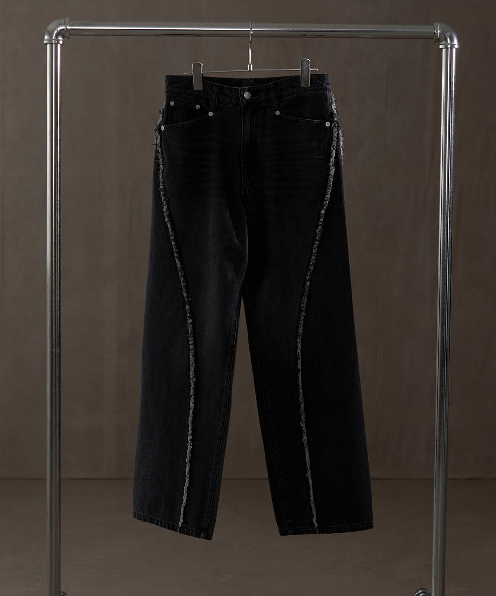 フリンジラインストレートデニム