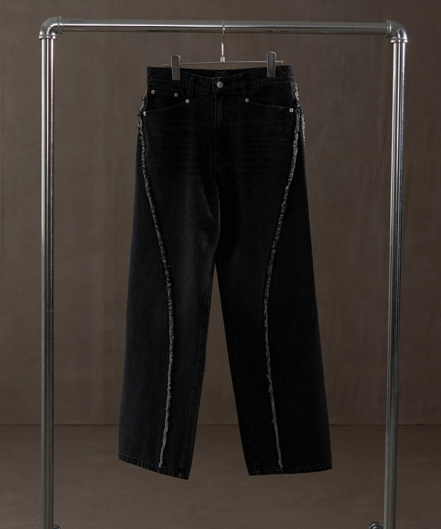 フリンジラインストレートデニム