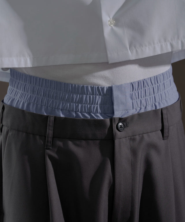 ダブルウエストバギースラックス