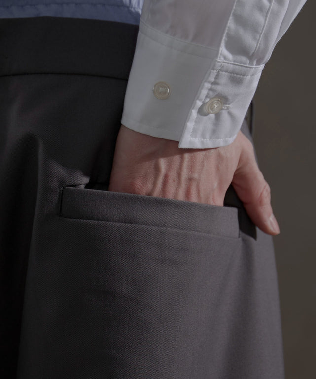 ダブルウエストバギースラックス