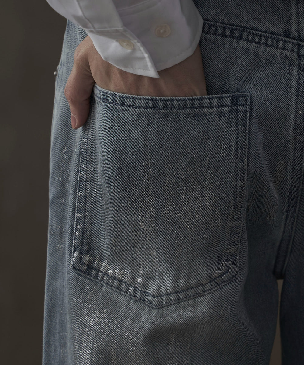 シルバープリントバギーフレアデニム