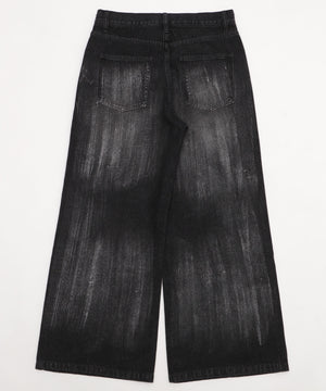 シルバープリントバギーフレアデニム