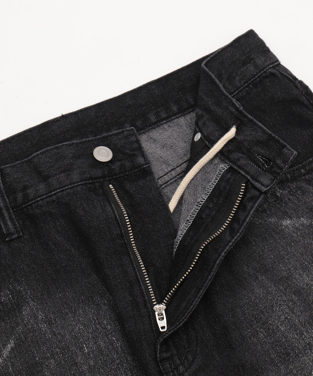 シルバープリントバギーフレアデニム