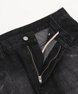 シルバープリントバギーフレアデニム