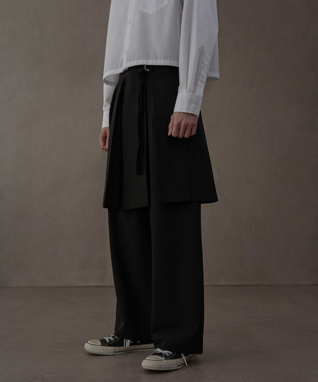 TRラップスカート付きスラックス/ブラック　モデル：180㎝　L着用