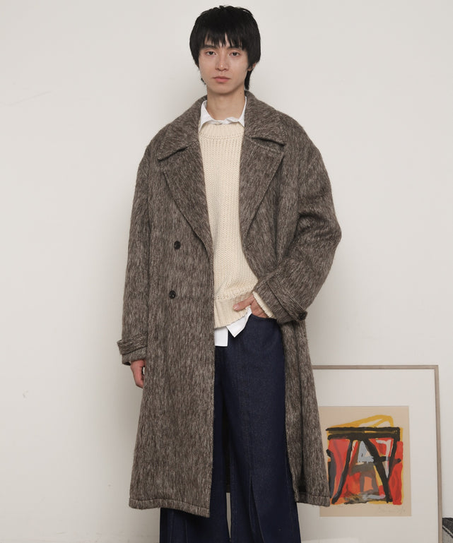 シャギーオーバーコート/ブラウン モデル：180cm L着用