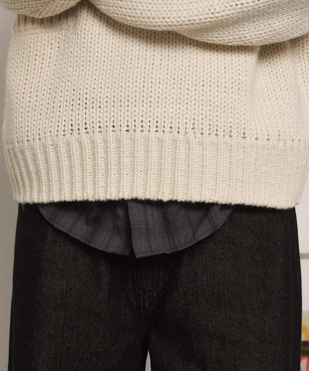 クロップドチャンキーニットプルオーバー