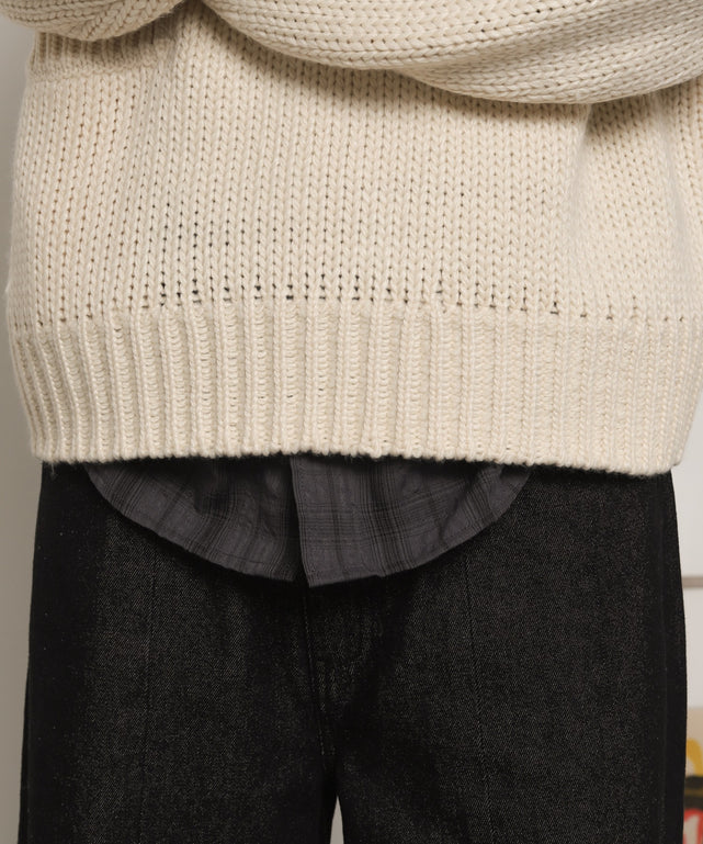 クロップドチャンキーニットプルオーバー