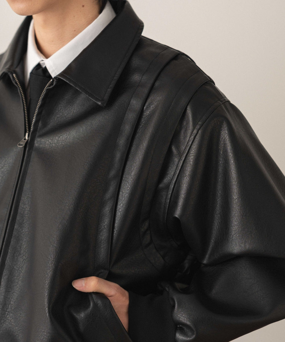 PUタックボンバージャケット