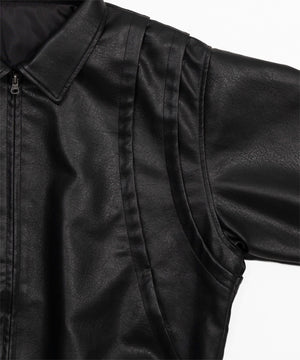 PUタックボンバージャケット