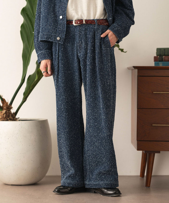 ネップデニムバギーパンツ/デニムインディゴ モデル：180cm L着用