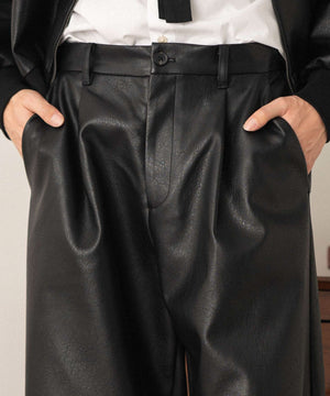 PUタックワイドトラウザー