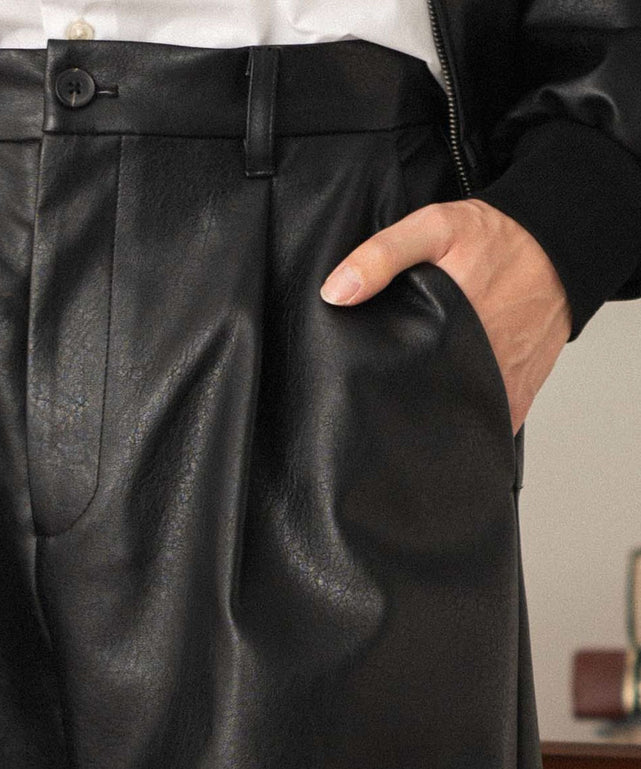 PUタックワイドトラウザー