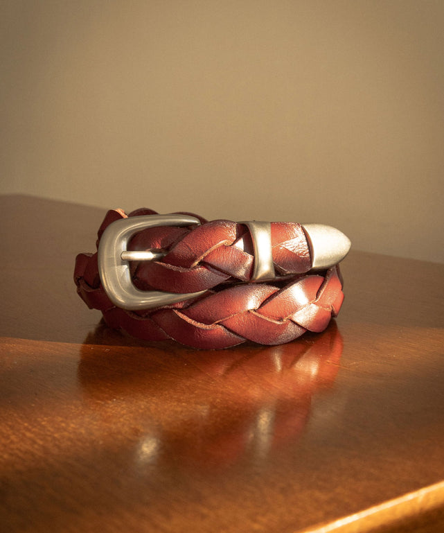 ウエスタンレザーメッシュベルト/ブラウン