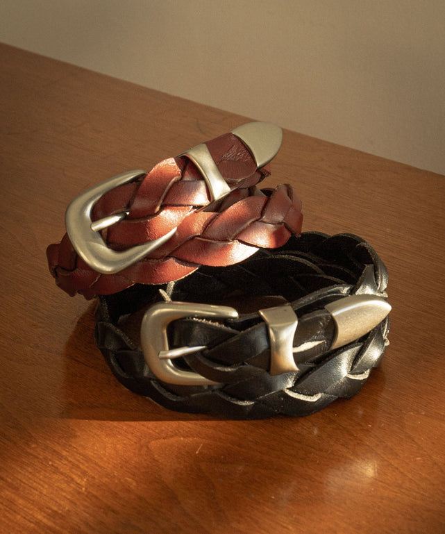 ウエスタンレザーメッシュベルト