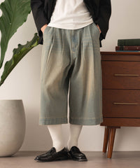 クロップドワイドデニムパンツ