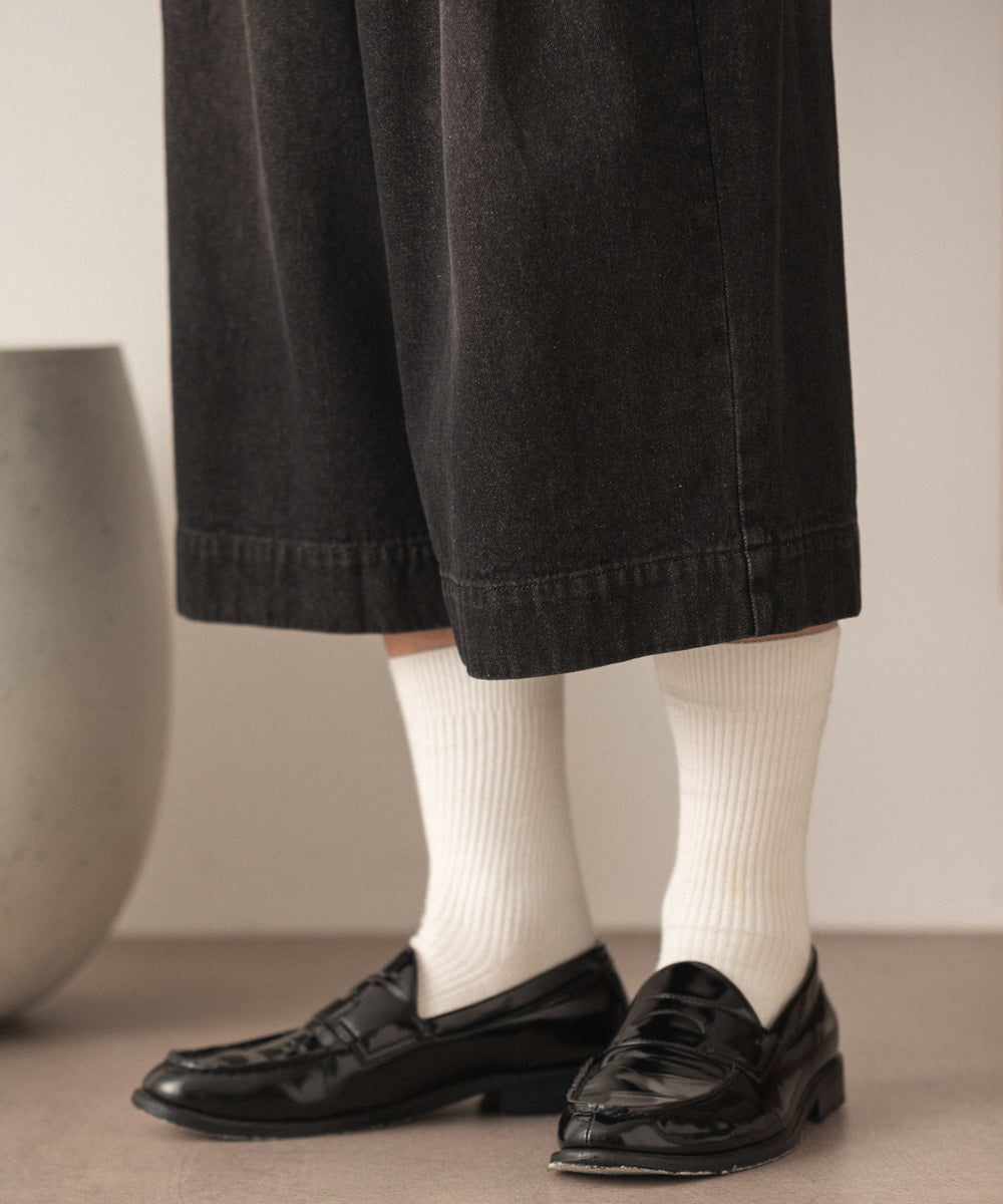 クロップドワイドデニムパンツ