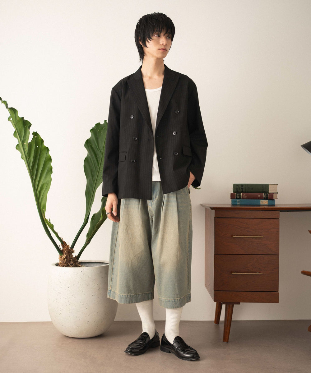 デニム淡加工 モデル：180cm L着用