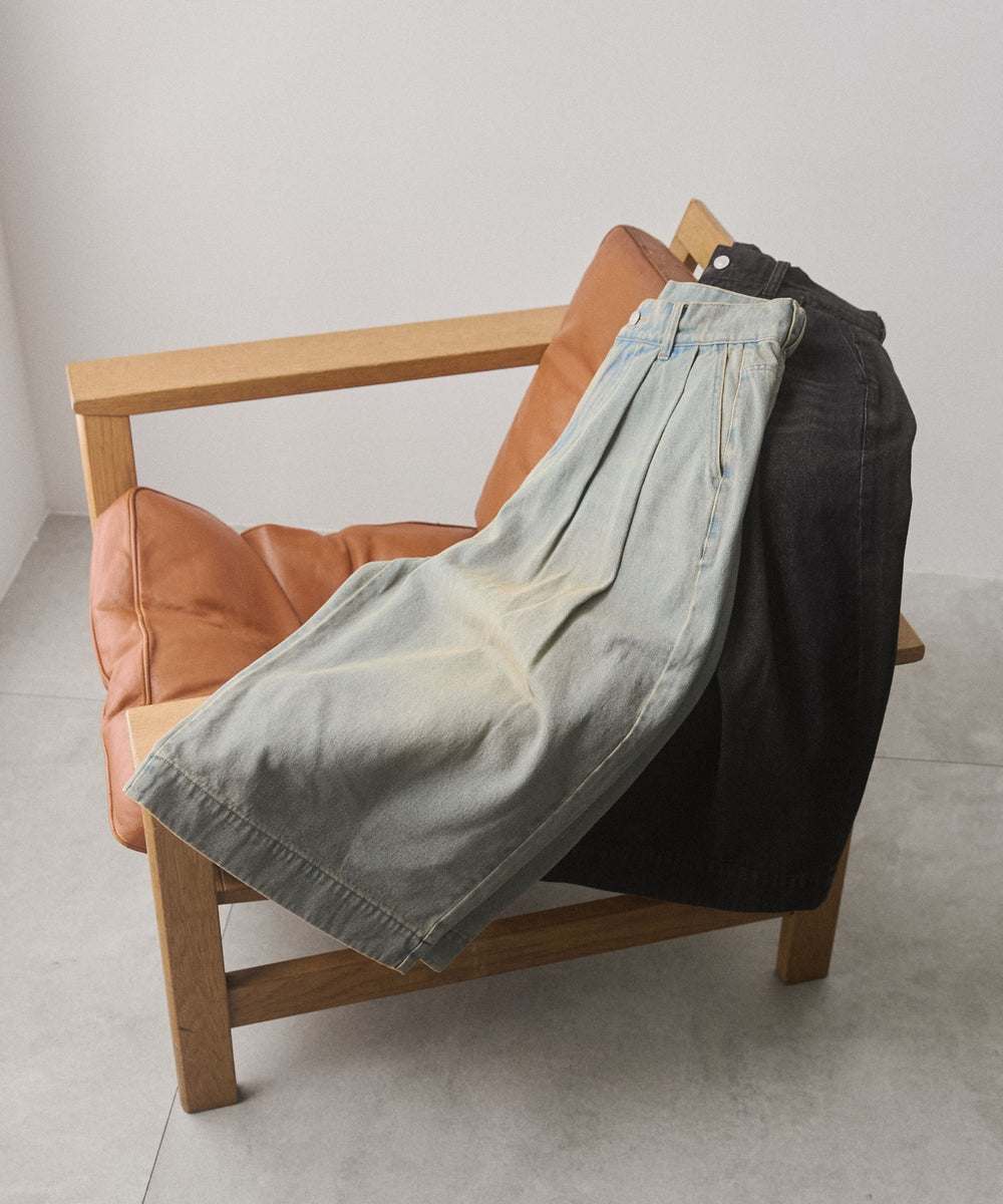 クロップドワイドデニムパンツ